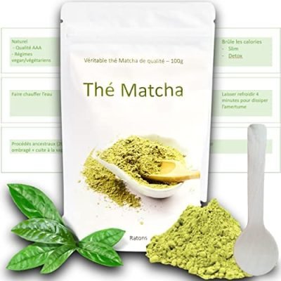 100g Thé Matcha vert naturel Bio Japon poudre | Qualité premium Japonais Uji cérémonie| Certifié issu agriculture biologique japonaise x| équitable pure concentration énergie green antioxydants lait