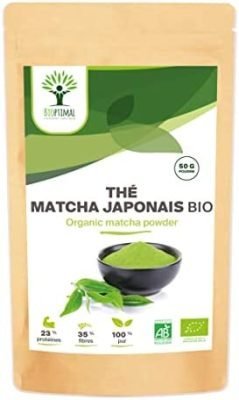 Matcha Bio en Poudre – Puissant Antioxydant – Thé Matcha Japonais de Qualité Prémium – Colorant Alimentaire Vert – Cuisine et Infusion – Produit au Japon Conditionné en France – Certifié Ecocert – 50g