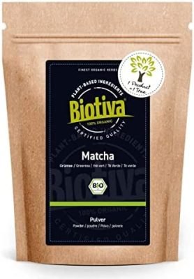 Biotiva Thé matcha bio 100g – Poudre de matcha véritable- Thé, latte, smoothies – Matcha bio haut de gamme – 100% issu de l&rsquo;agriculture durable – Conditionné et contrôlé en Allemagne (DE-ÖKO-005)