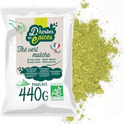 D&rsquo;HERBES EN EPICES | Thé Vert Matcha | 440 g | Thé Vert de Chine en vrac | Certifié biologique et Commerce équitable