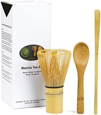 Keepaty Lot de 3 fouets à matcha à 100 broches, cuillère traditionnelle, fouet à poudre à thé vert japonais fabriqué à la main