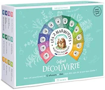 Les 2 Marmottes – Coffret « Découverte » 72 Sachets – dégustation 11 Infusions 1 Thé – Idéal En Cadeau – Bien-Être Et Relaxation – S&rsquo;initier Aux Plantes – Made In France – Sans arômes ajoutés – 115g
