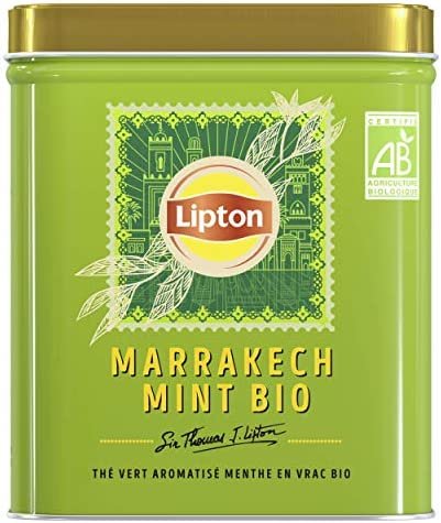 Lipton Thé Vert Bio Marrakech Mint, Menthe, 100% d&rsquo;origine naturelle, Agriculture Biologique, 145g