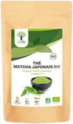 Matcha Bio en Poudre – Puissant Antioxydant – Thé Matcha Japonais de Qualité Prémium – Colorant Alimentaire Vert – Cuisine et Infusion – Produit au Japon Conditionné en France – Certifié Ecocert 200g