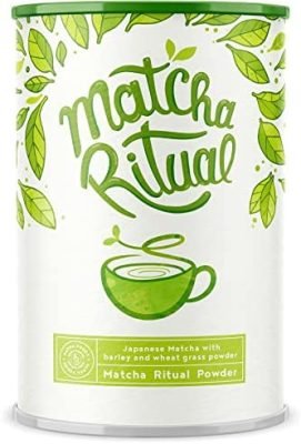 Matcha Ritual – Latte au thé vert Matcha enrichi en lait de coco, agropyre et herbe d’orge – Matcha de qualité supérieure pour la cérémonie du thé japonaise – 210 g de poudre