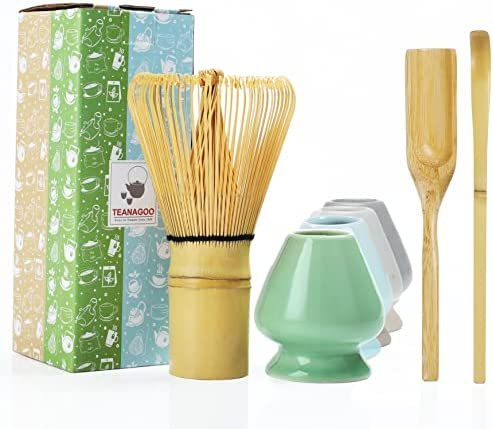 TEANAGOO MA-01 Accessoire de cérémonie du Matcha Japonais, Fouet au Matcha (Chasen), cuillère Traditionnelle (chashaku), cuillère à thé, Porte-Fouet, l&rsquo;ensemble Parfait pour préparer Une Tasse