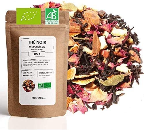 Thé Noir Bio ★ Cannelle Orange ★ Thé de Noël ★ Thé Noir en Vrac ★ Sachet 100 grammes avec Zip ★ 40 Tasses ★ 100% Agriculture Biologique ★ Thé Noir de Qualité ★ Satisfait ou Remboursé ★