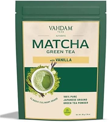 VAHDAM, thé vert vanille matcha (50 tasses) 100g | Poudre de thé Matcha 100% d&rsquo;origine japonaise PURE
