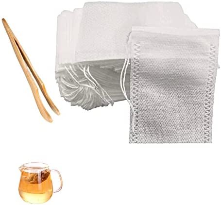 100 Sachets à Thé, Filtre à Thé jetables en Papier, Sacchets Filtrant Thé Blanc avec Cordon pour Thé Parfumé, Épices, Vanille, Café