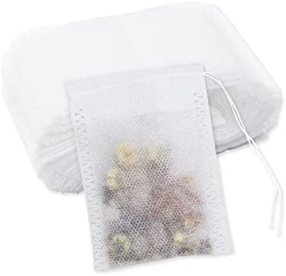 200Pcs Sachets en Mousseline de Coton, 8x10cm et 6x8cm Sachets thé Réutilisable avec Cordon de Serrage Sac de Thé Coton pour Cuisson Thé Café Herbes Epices Trempage DIY – Beige