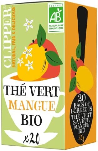CLIPPER – Thé Vert Bio Mangue – Gorgeous – Issu du Commerce Équitable – 20 sachets de Thé Bio – 1 paquet