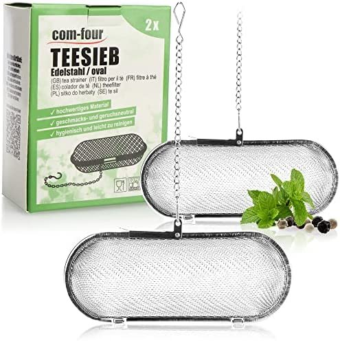 COM-FOUR® 2x Passoire à thé en acier inoxydable – infuser à thé pour thé en vrac et épices – infusers à thé