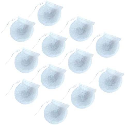 Cabilock Lot de 100 sachets filtres à thé jetables, sachets de thé ronds vides en coton avec cordon de serrage, sac en papier filtre pour thé, café (2,95 x 2,76 pouces)