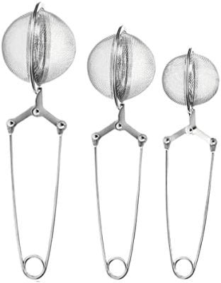 FLZONHUT 3 Pcs Tailles différentes Service à thé boule, passoire à thé avec poignée Crochet,Ensemble d’accessoires de thé en Acier Inoxydable 304, parfaites pour thé en Vrac et épices d’assaisonnement