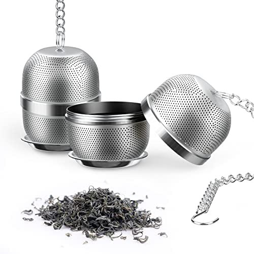 Infuseur à Thé Boule à Thé Filtre à Thé Passoire à Thé ThéIèRe Verseuse Thermos SupéRieur 304 Acier Inoxydable Tasse Filtre à Thé Boule D&rsquo;éPices avec Plateau D&rsquo;éGouttement pour Thé Café éPices 2 Pcs