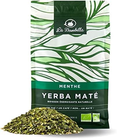 LA BOMBILLA Yerba Mate BIO Menthe 500G | Maté Fair For Life & Non Fumé | Maté vert au goût léger, aux allures de thé à la menthe | Yerba maté bio qui plait aux amateurs de thés et d’infusions