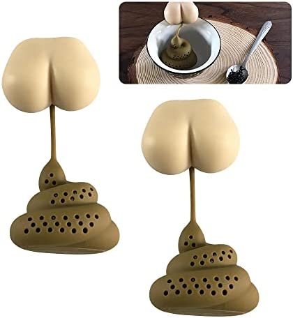 LYTGTOP Lot de 2 infuseurs à thé en silicone – En forme de poop – Réutilisables – Pour café, assaisonnements de cuisine, emballage médical 100 % sans BPA