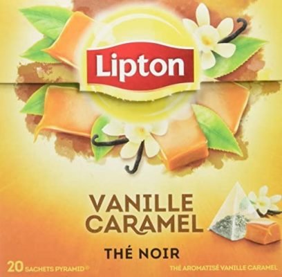 Lipton Thé Noir Vanille & Caramel, Label Rainforest Alliance 60 Sachets (Lot de 3×20 Sachets)