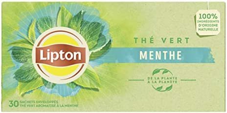 Lipton Thé Vert Menthe, Antioxydant, Goût Subtil et Savoureux, Rafraîchissant, Certifié Rainforest Alliance, 30 Sachets