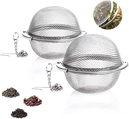 Lot de 2 Infuseurs à Thé en Acier Inoxydable 5,5cm, Passoire à thé avec Crochet à Chaîne Allongé et Maille extra fine pour Infuser du Thé en Vrac des Épices et Assaisonnements
