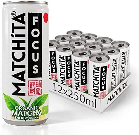 MATCHITA Boisson Énergétique Matcha Bio au Yuzu, Citron & Poire 12x 250ml – Hydrate & Revitalise – Acides Aminés & Caféine du Thé Vert Matcha – Doux, Pétillant, Léger, Faible en Calories