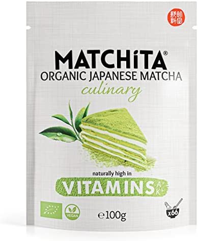 MATCHITA Poudre de Thé Vert Matcha Japonais Biologique de Qualité Culinaire (100g) – Intense – Idéal pour la Cuisine, la Pâtisserie, Gâteaux – Booste l&rsquo;Énergie et la Fonction Immunitaire