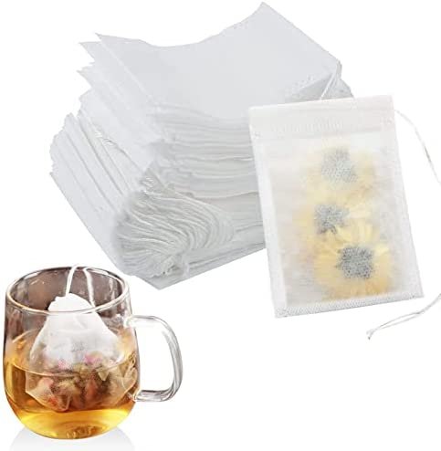 Newaner 200 Filtre à Thé Papier Jetable, 7cm X 9 cm Filtre a The Jetables avec Cordon, Sachet de Thé Jetable, Filtre Thé pour Thé Parfumé, Épices, Vanille, Lavande, Café