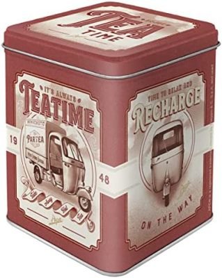 Nostalgic-Art Boîte à thé rétro Ape – Tea Time – Idée cadeau pour les fans d’Italie, stockage de thé en vrac et sachets de thé, design vintage, 100 g