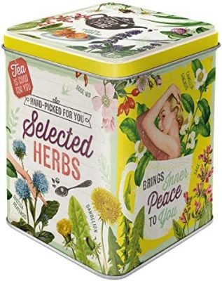 Nostalgic-Art Boîte à thé rétro, Selected Herbs – Idée de Cadeau pour nostalgiques, pour thé en Vrac et en sachets, Design Vintage, 100 g