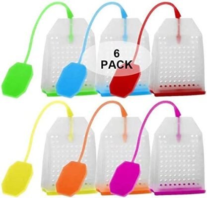 Paquet de 6 infuseurs de thé de silicone, coffre-fort réutilisable réutilisable de filtre de sachets de thé de feuille Couleur aléatoire