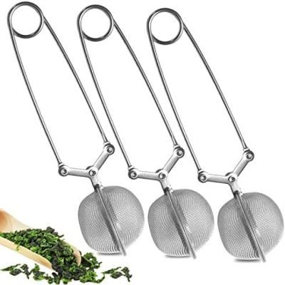 Passette à Thé, Boule à Thé, Passette Teatime pour 1-2 Tasses, Thé Infuseur, Acier Inoxydable, Argent, 4,5 cm (3pcs)