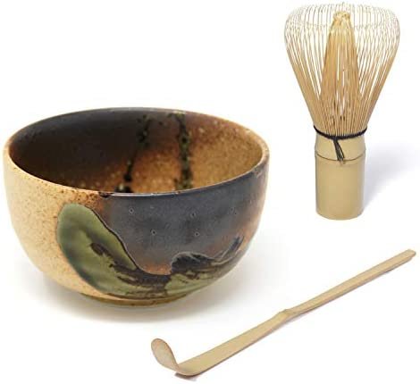Quertee Ensemble à Thé Matcha Japonaise – Original Japonaise Fouet à Matcha avec Bol – 400 ML + Balai Chasen matchabesen + chashaku-cuillère à Matcha en Bambou
