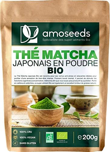 Thé Matcha en Poudre Bio Japonais 200G | Qualité Culinaire | Boost Mental, Énergie, Détox