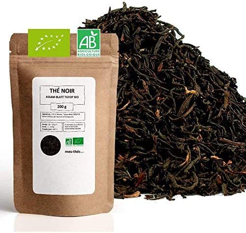 Thé Noir Bio ★ Assam Blatt TGFOP ★ Thé Noir en Vrac ★ Sachet 200 grammes avec Zip ★ 80 Tasses ★ 100% Agriculture Biologique ★ Thé Noir de Qualité