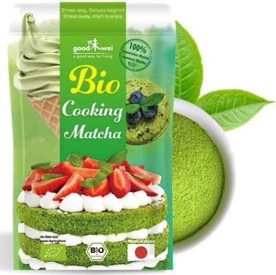 Thé Vert Matcha en Poudre Bio Japonais 100% Naturel – Qualité culinaire. Idéal pour la pâtisserie, pour les smoothies, les shakes, les matcha lattes, les glaces et les pâtisseries (100g)