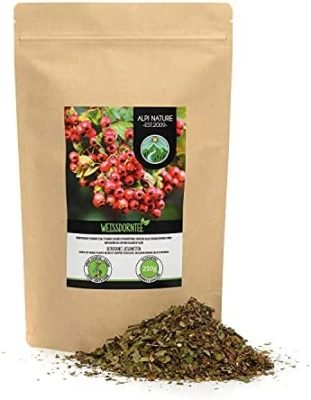 Thé d’aubépine (250g), feuilles avec fleurs, aubépine coupée, séchée en douceur, épine de haie 100% pure et naturelle pour la préparation de thé, tisane