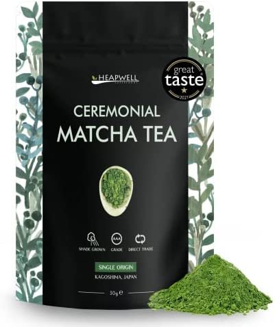 Thé vert matcha japonais | Parfait pour les lattes, smoothies, desserts, milkshakes, et gâteaux | Vegan | Plein d&rsquo;antioxydants et bon pour la détox (30 g)