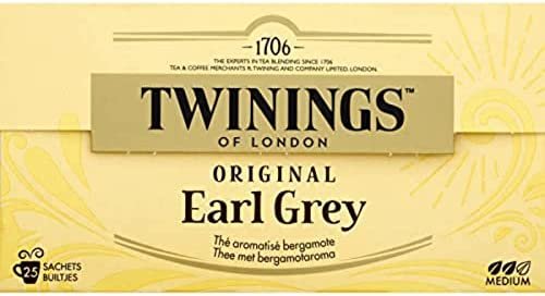 Twinings Of London Thé Origine Earl Grey, aromatisé à la bergamote – Les 25 sachets, 50g Twinings Of London Thé Origine Earl Grey, aromatisé à la bergamote – Les 25 sachets, 50g