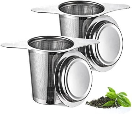 UNIDEAL 2PCS filtre a the avec Poignées & Couvercle, infuseur à thé, filtre the pour tasse, passoire à thé, thé infuseur, infuseur thé tasse, pour Mug/Tasse/Théière/Verre.