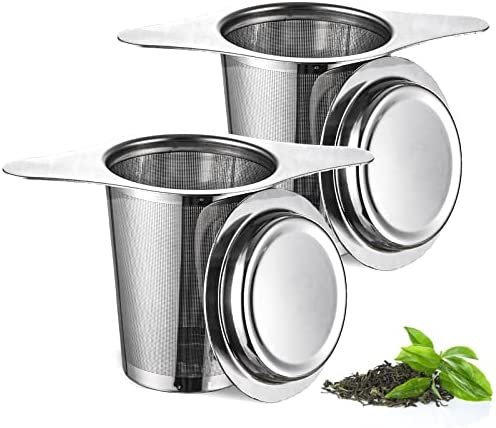 UNIDEAL 2PCS filtre a the avec Poignées & Couvercle, infuseur à thé, filtre the pour tasse, passoire à thé, thé infuseur, infuseur thé tasse, pour Mug/Tasse/Théière/Verre.