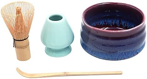ANCLLO Ensemble de 4 pièces à thé matcha japonais – Fouet/bol/support – Cuillère en bambou pour cérémonie traditionnelle japonaise #4