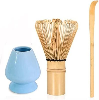 ANCLLO Service à thé matcha japonais 3 pièces, fouet en bambou/support à matcha/cuillère en bambou pour cérémonie traditionnelle japonaise #1