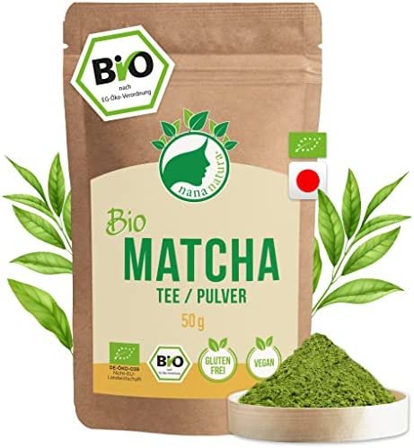 Bio Matcha Poudre 50g | Thé Vert en poudre du Japon de Qualité Biologique | 100% Naturel – Sans Additifs | Produit en Allemagne by NanaNatura®