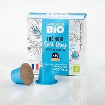 CAPSUL & BIO – Thé Noir Earl Grey BIO – 10 capsules compatibles Nespresso® – Capsule biodégradable, compostable-Fabriqué en France