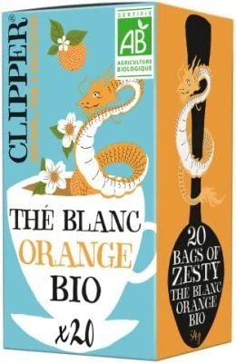 CLIPPER – Lovely Thé Blanc Bio à l&rsquo;Orange – 20 sachets de Thé Bio – 1 paquet