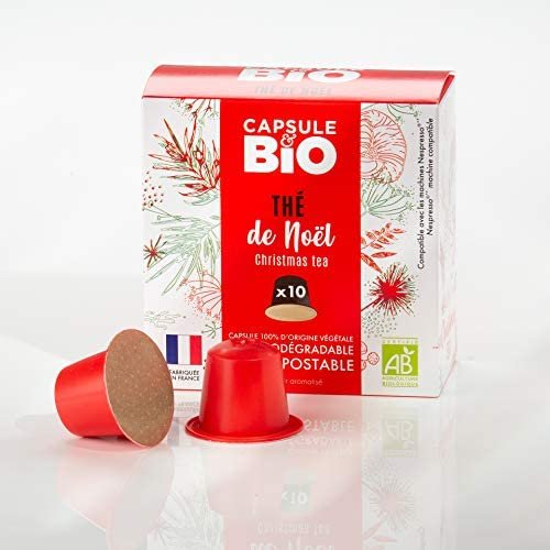 Capsules nespresso thé BIO – Thé noir de Noël – 10 capsules compatibles Nespresso® – Capsule biodégradable, compostable- Fabriqué en France Capsules nespresso thé BIO – Thé noir de Noël – 10 capsules compatibles Nespresso® – Capsule biodégradable, compostable- Fabriqué en France