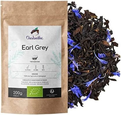 Chabiothé – Thé noir Earl Grey BIO 200g – bergamote et bleuets – fabriqué en France Chabiothé – Thé noir Earl Grey BIO 200g – bergamote et bleuets – fabriqué en France