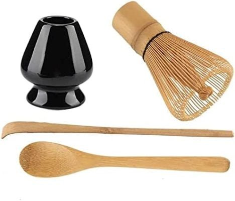 Dormstop Matcha Fouet Set Japonais Chasen Fouet en CuillèRe à Thé et CuillèRe à Thé Chashaku et Fouet Stand