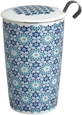 Eigenart Teaeve Tasse à thé avec passoire et couvercle, Andalusia Marine Lux Line dans un coffret cadeau
