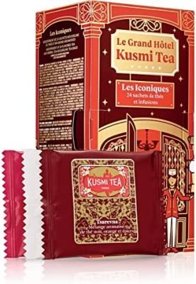 Kusmi Tea – Ccoffret Les Iconiques – Le Grand Hôtel Kusmi Tea – 24 surprises pour les amateurs de thé et d&rsquo;infusions biologiques – Idée Cadeau de Noël